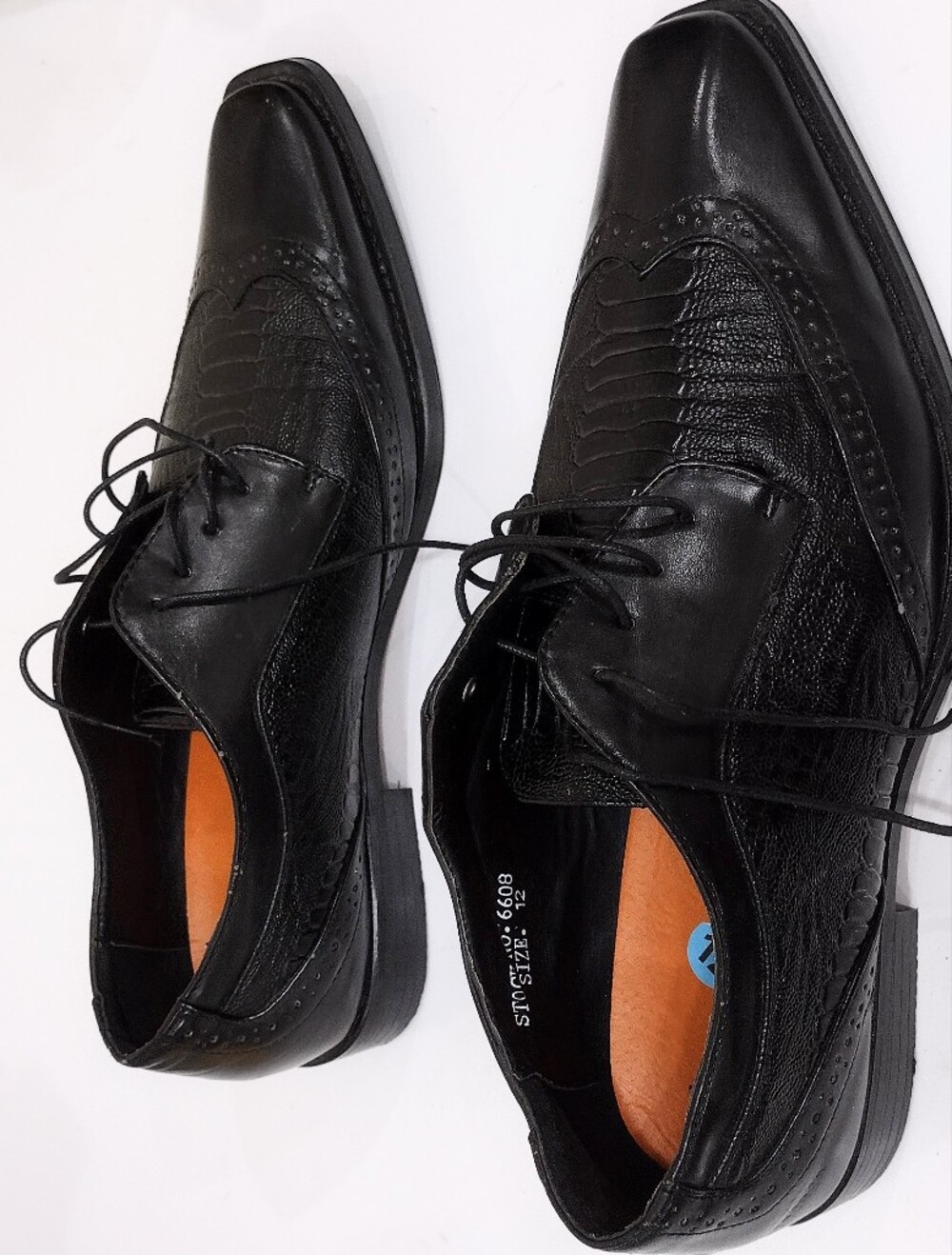 Antonio Cerrelli Sz 12 Men's Black Wingtip Derby Dress Shoes - Classic Lace-Up - Picture 10 of 16